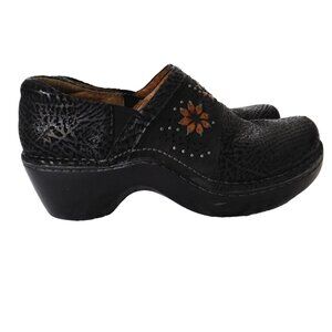 Ariat Womens Slip On Western Leather Flower Clogs Shoes Black Embellished Sz 10